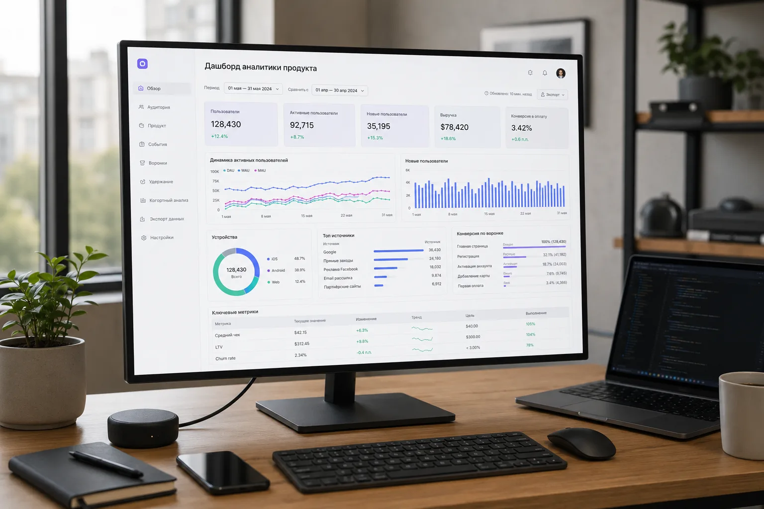 Product analytics dashboard