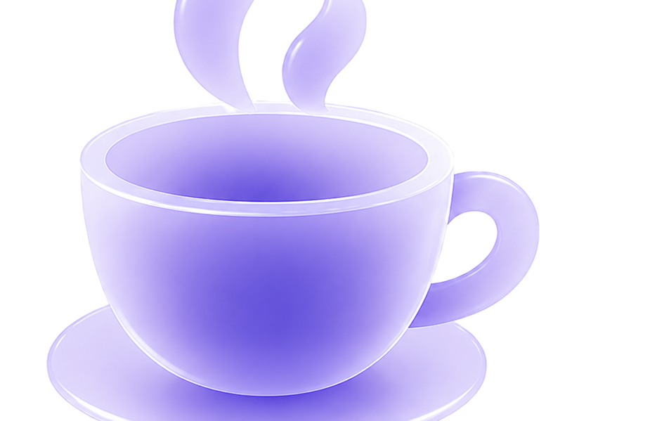 Фиолетовая чашка с паром для курса Java-разработчик
