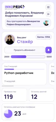 Мобильная версия учебной платформы ИННОПРОГ Мобильная версия учебной платформы ИННОПРОГ